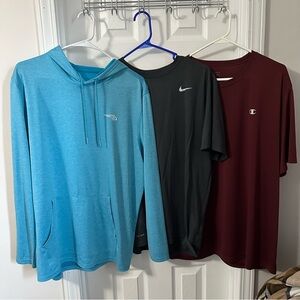 Nike and Champion T-Shirts with Blue Hoodie